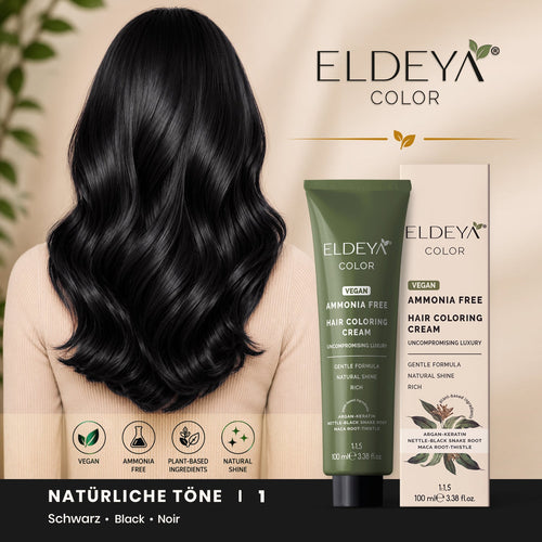 ELDEYA Haarfarbe 1 Schwarz (Set für Zuhause) - ELDEYAELDEYA Haarfarbe 1 Schwarz (Set für Zuhause)ELDEYA Haarfarbe 1 Schwarz (Set für Zuhause)