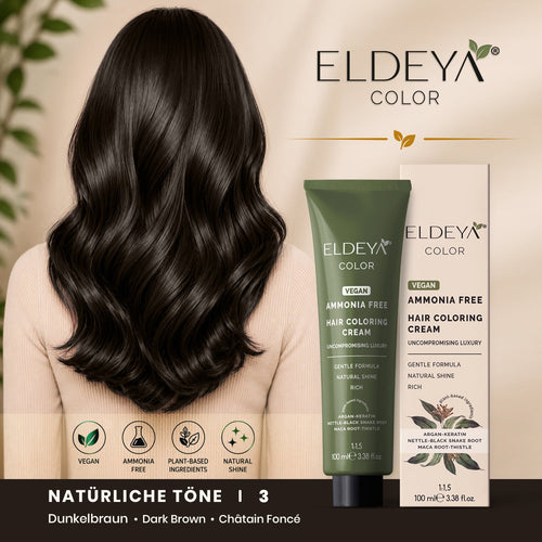 ELDEYA Haarfarbe 3 Dunkelbraun (Set für Zuhause) - ELDEYAELDEYA Haarfarbe 3 Dunkelbraun (Set für Zuhause)ELDEYA Haarfarbe 3 Dunkelbraun (Set für Zuhause)