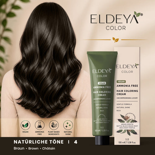 ELDEYA Haarfarbe 4 Braun (Set für Zuhause) - ELDEYAELDEYA Haarfarbe 4 Braun (Set für Zuhause)ELDEYA Haarfarbe 4 Braun (Set für Zuhause)