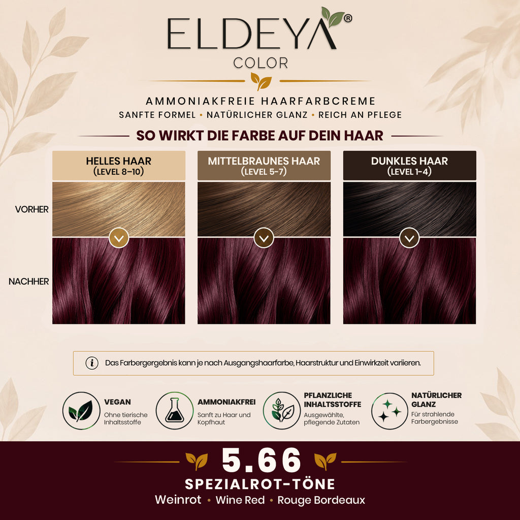 ELDEYA Haarfarbe 5.66 Weinrot – Intensiv & Langanhaltend