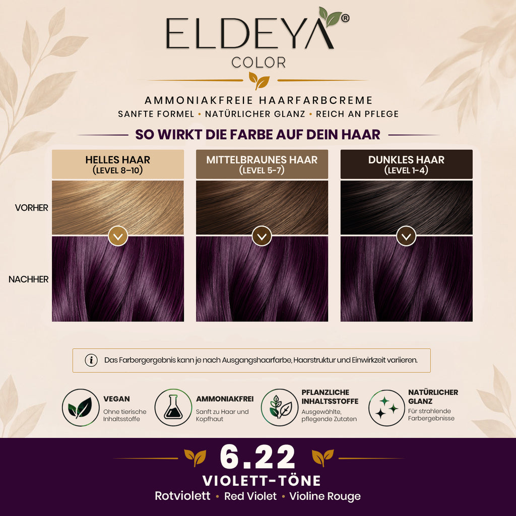 ELDEYA Haarfarbe 6.22 Rotviolett – Mutig, Intensiv & Vegan