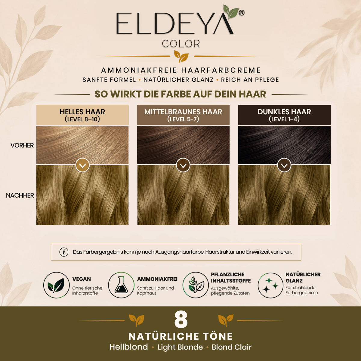 ELDEYA Haarfarbe 8 Hellblond