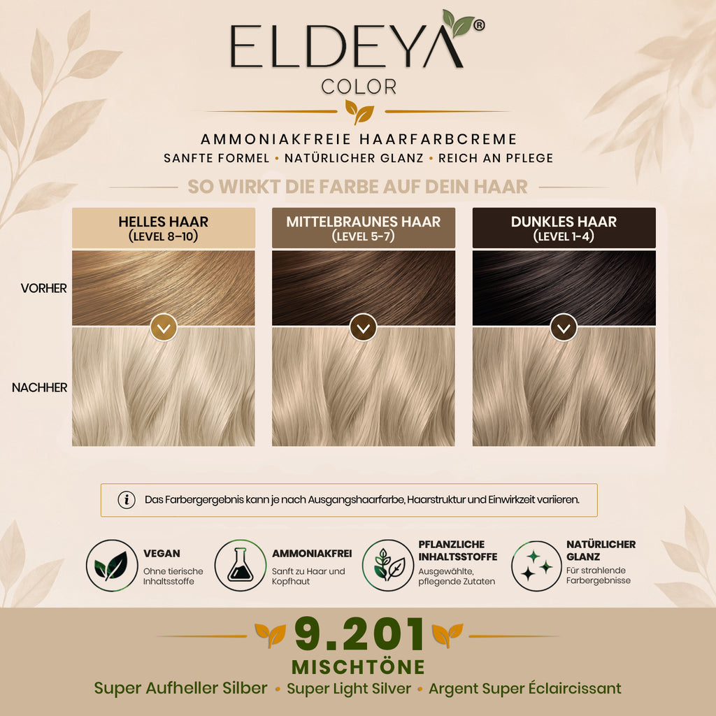 ELDEYA Hair Dye 9.201 Super Lightener Silver