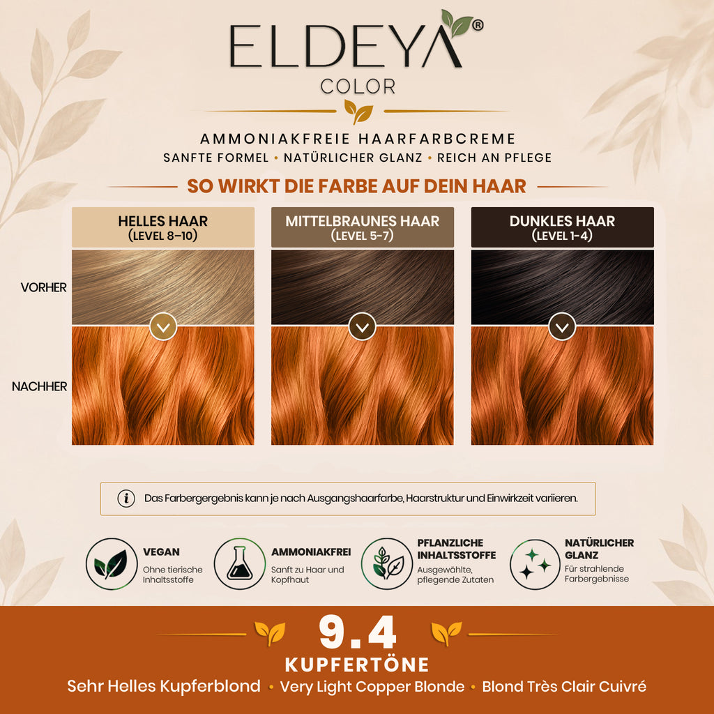 ELDEYA Haarfarbe 9.4 Sehr Helles Kupferblond