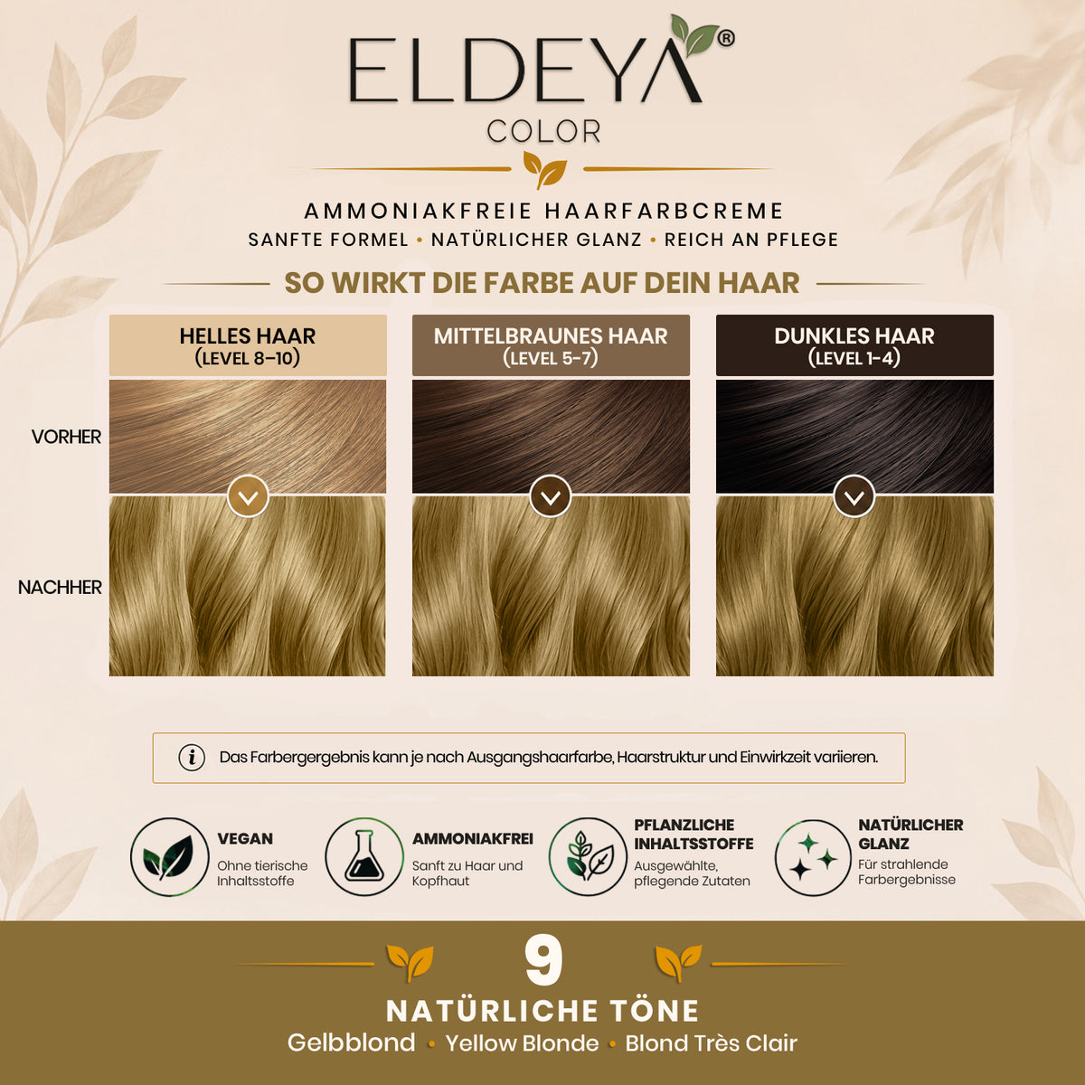 Coloration capillaire ELDEYA 9 Blond clair